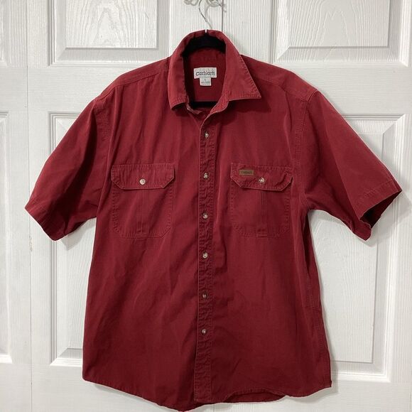 Carhartt Button Front Short Sleeve Workwear Shirt L - Picture 1 of 7
